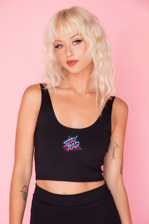 Crop Tank with "Stay Rad" Patch in Black