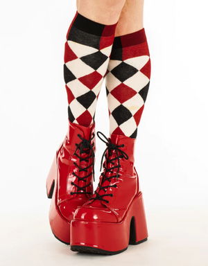 Goth Collection Haunting Harlequin Knee High Socks