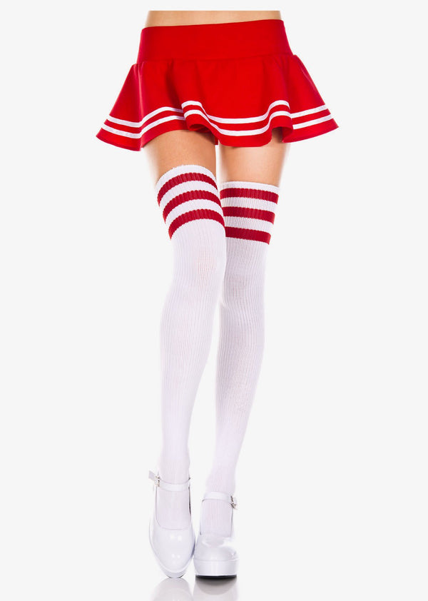 Athletic Thigh High Striped Tube Socks in Light Blue and White - The  Sugarpuss Collection