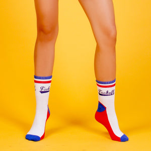 "F*ck Off" Ankle Tube Socks: Red, Blue, White