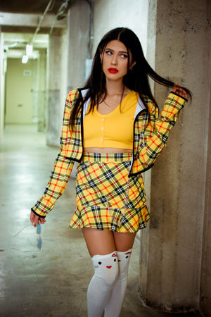 As If Yellow Plaid Costume Set with Ruffle Skirt