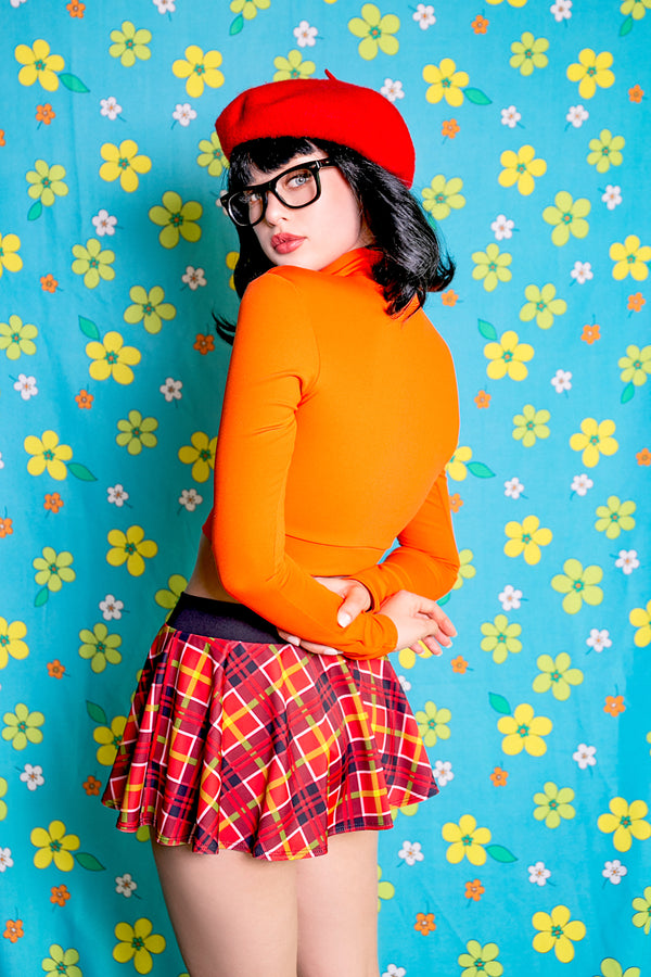 Sugarpuss BRAINS of the MYSTERY GANG 2 Pc Skirt Set Orange 