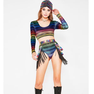 Velvet Rainbow Stripe Cheeky Shorts