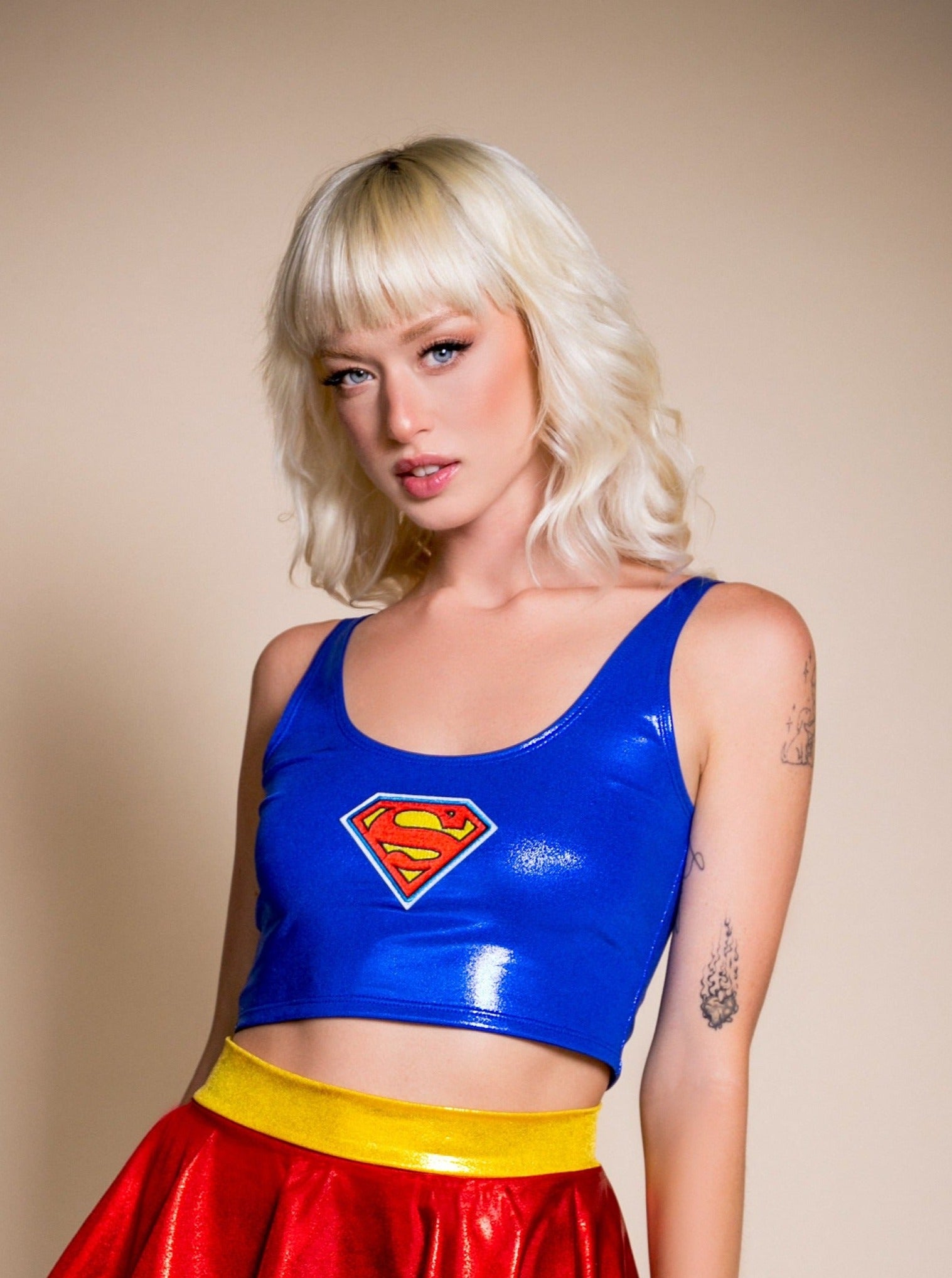 Superhero Girl Crop Tank with Patch
