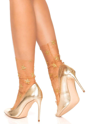 Glitter Star Anklet Socks in Gold
