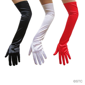Satin Opera Length Gloves in White