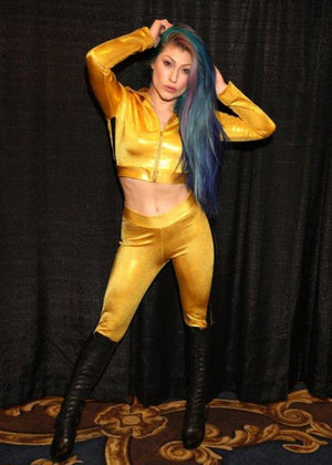Killer Assassin Set with Jacket and Highwaist Leggings in Metallic Lycra