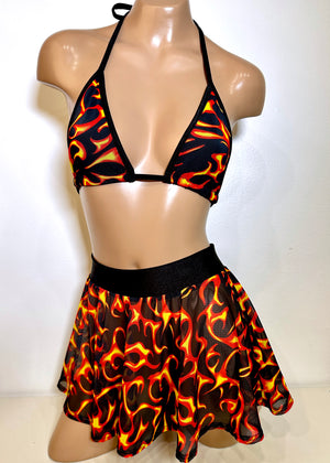 Triangle Bikini Top in Mesh Flames