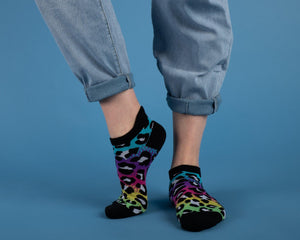 80s Rainbow Leopard Print Ankle Socks