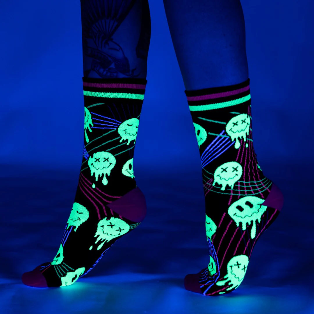 Laser BassFace Melt Supreme UV Reactive Crew Socks