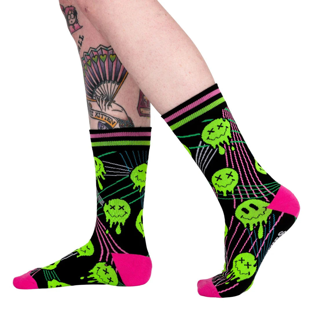 Laser BassFace Melt Supreme UV Reactive Crew Socks