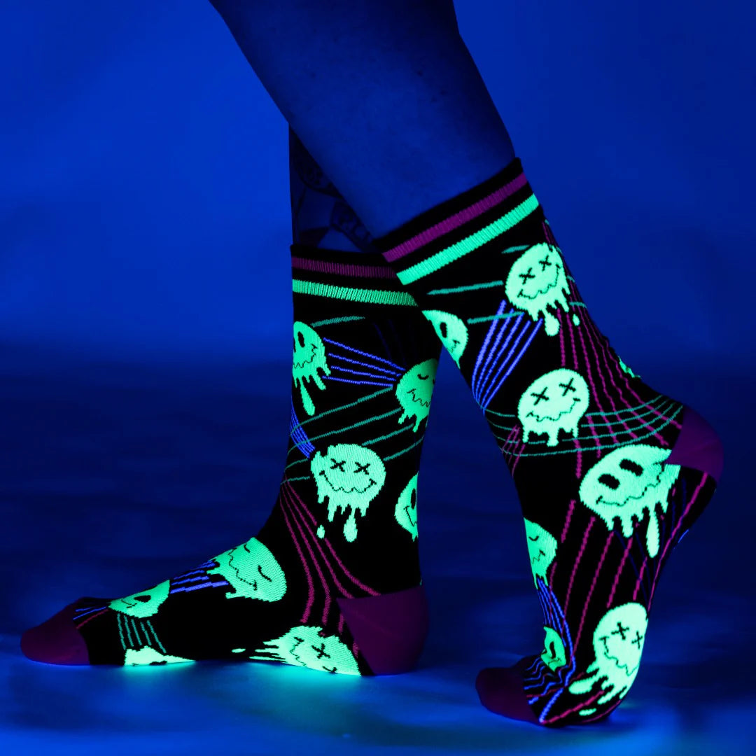 Laser BassFace Melt Supreme UV Reactive Crew Socks