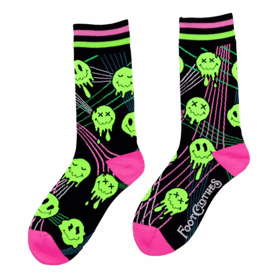 Laser BassFace Melt Supreme UV Reactive Crew Socks