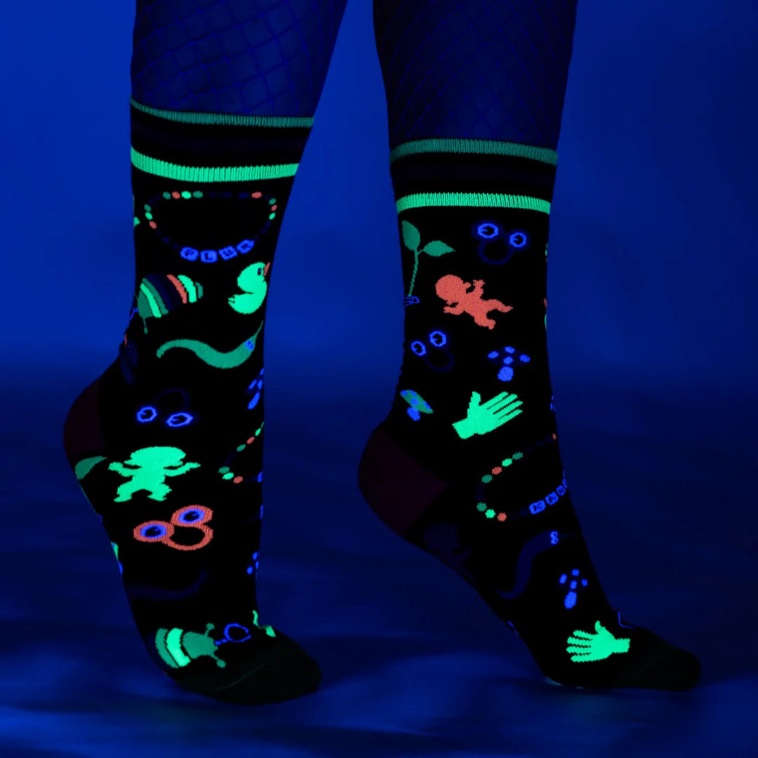Tiny Trinkets UV Reactive Crew Socks