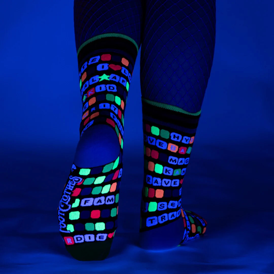 Kandi Land UV Reactive Crew Socks