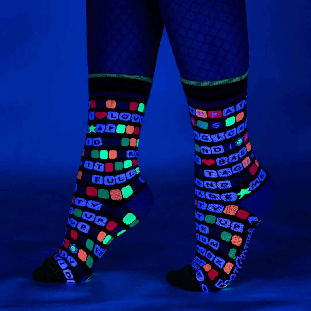 Kandi Land UV Reactive Crew Socks