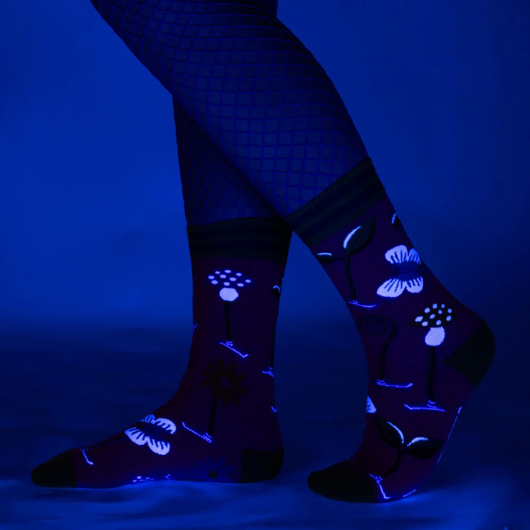 Trippy Clippies UV Reactive Crew Socks