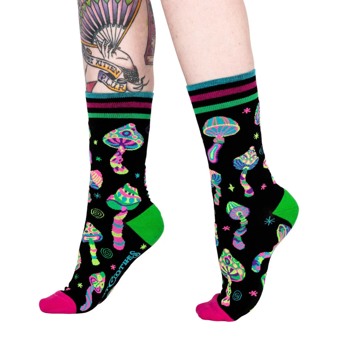 Funky Fungi UV Reactive Crew Socks