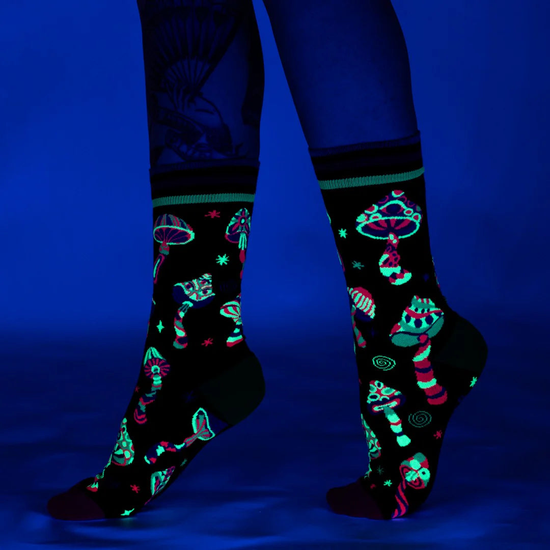 Funky Fungi UV Reactive Crew Socks