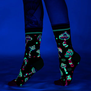 Funky Fungi UV Reactive Crew Socks