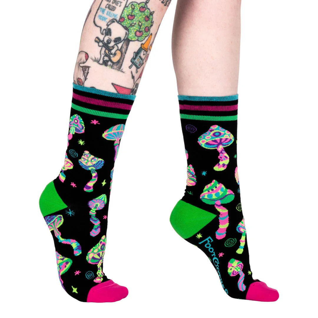 Funky Fungi UV Reactive Crew Socks