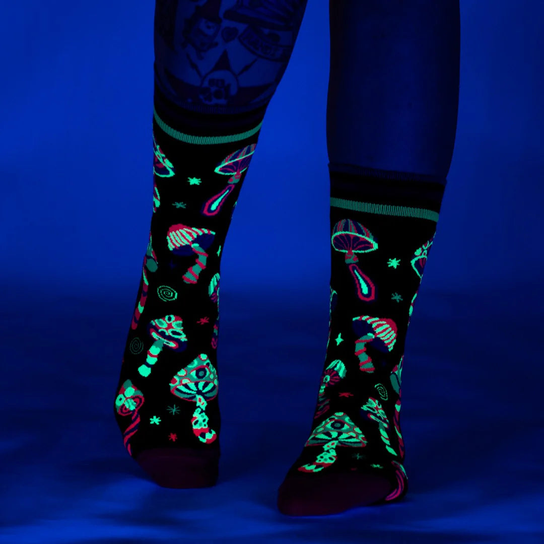 Funky Fungi UV Reactive Crew Socks