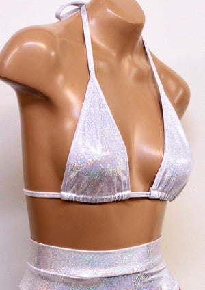 Hologram Triangle Bikini Top in White
