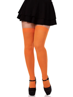 Opaque Thigh High Stockings in Orange