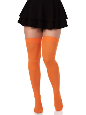 Opaque Thigh High Stockings in Orange