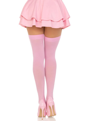 Opaque Thigh High Stockings in Light Pink