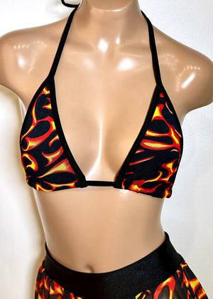 Triangle Bikini Top in Mesh Flames