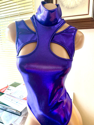 Telekinetic Assassin Rivals Costume Onepiece in Metallic Hologram Purple