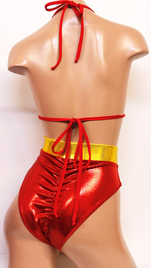 Superhero Girl Bikini Set with Highwaist Highcut Bottoms