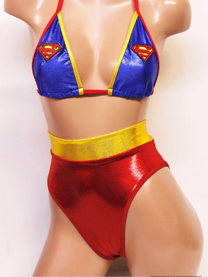Superhero Girl Highwaist Highcut Thong Bottoms