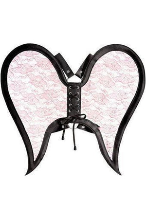 Black and Pink Faux Leather & Lace Angel Wing Body Harness