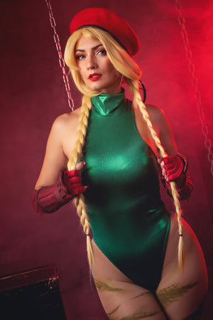 Green Killer Fighter Costume Thongback with Red Beret