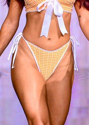 Most Wanted: Gingham Highcut Tie Side Thong in Orange