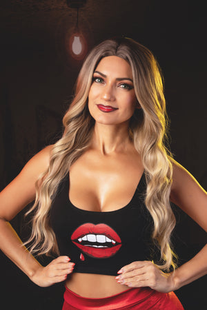 Vampire Lips Crop Tank in Black