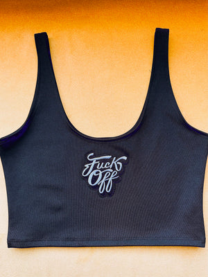 Crop Tank with "F Off" Patch in Black