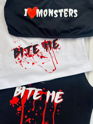 I Love Monsters Crop Tank in Black