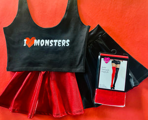 I Love Monsters Crop Tank in Black