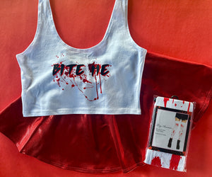 Bite Me Splatter Crop Tank in White