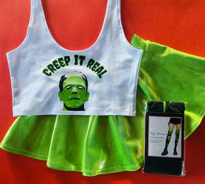 Creep it Real Frank Crop Tank in White
