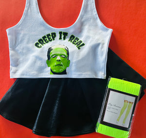 Creep it Real Frank Crop Tank in White