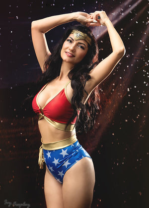 Star Superheroine Ring Top with Original Cut Bottoms in Metallic Stars