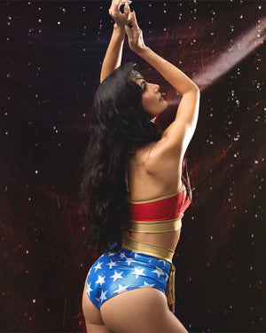 Star Superheroine Ring Top with Original Cut Bottoms in Metallic Stars