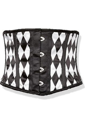 Lavish Black & White Diamond Waist Cincher Corset