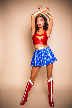 Star Superheroine Set with Crop Tank and Circle Skirt