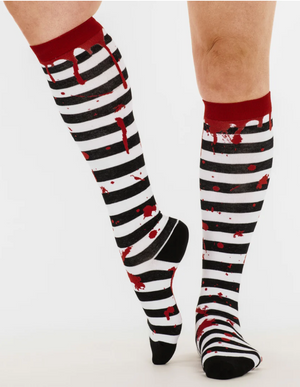 Goth Collection Sanguine Stripes Knee High Socks