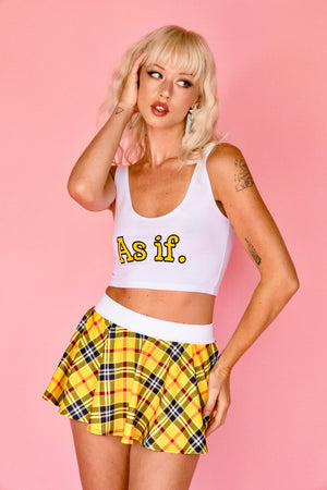 As If Costume Set with Crop Tank and Yellow Plaid Mini Circle Skirt